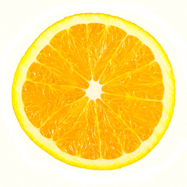 Slice of orange isolated on white
