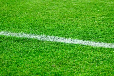 Futbol alan çim üzerinde beyaz çizgi