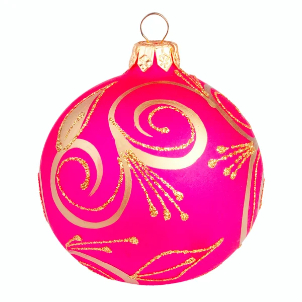 Piros karácsonyi dekorációs labdát elszigetelt fehér background — Stock Fotó