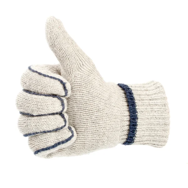 Glove isolated on white showing the thumbs up sign — Stock Photo, Image