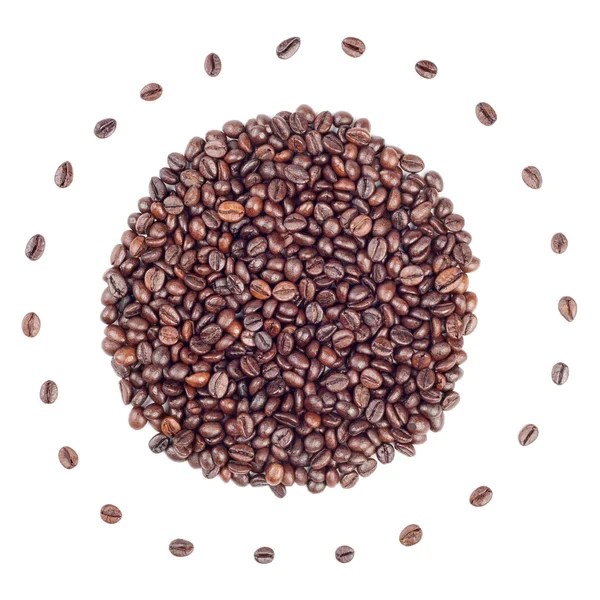 Sun made with coffee beans isolated on white — Stock Photo, Image