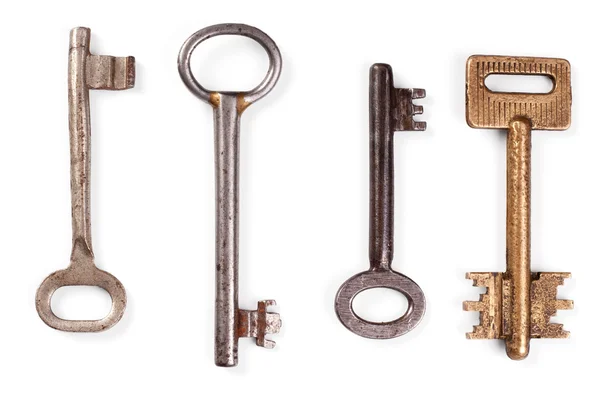 Vintage keys on white background — Stock Photo, Image