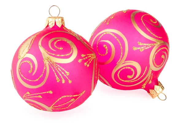 Two Christmas baubles on white background — Stock Photo, Image