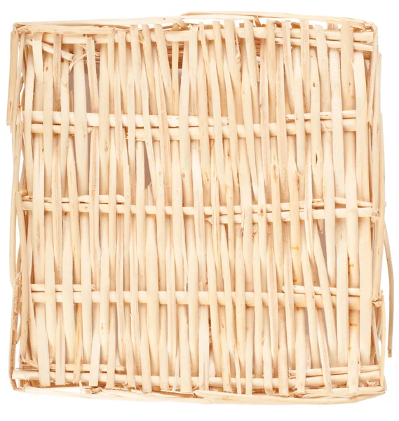 Decorative strawy basket isolated on white — Stock Photo, Image