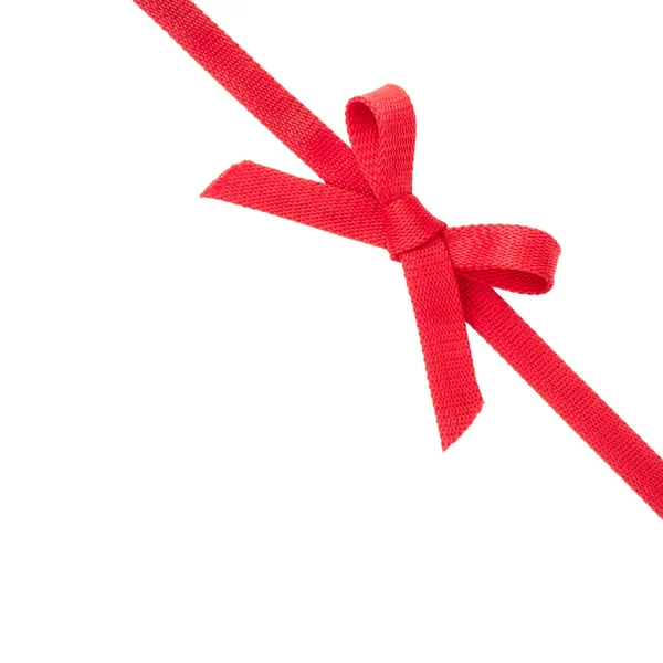 红色缎带弓，白色背景隔离 — 图库照片