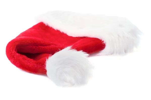 Santa Claus červený klobouk na bílém pozadí — Stock fotografie