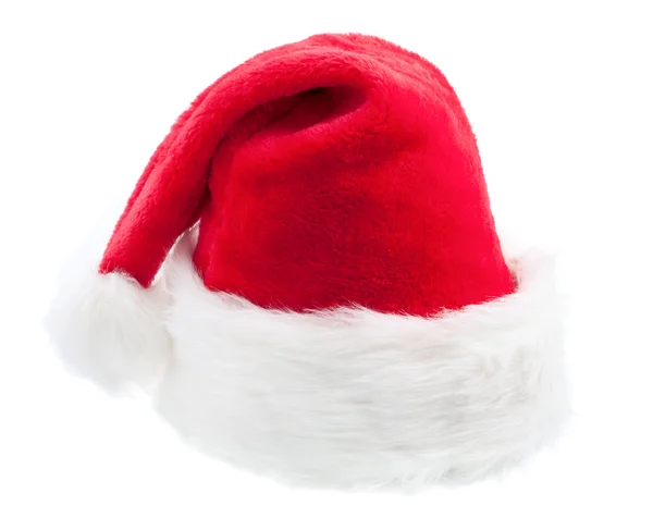 Santa Claus červený klobouk na bílém pozadí — Stock fotografie