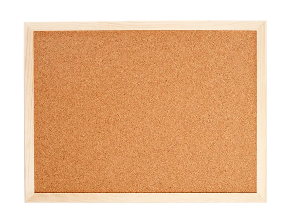 Blank corkboard with a wooden frame isolated on white — Stock Photo, Image