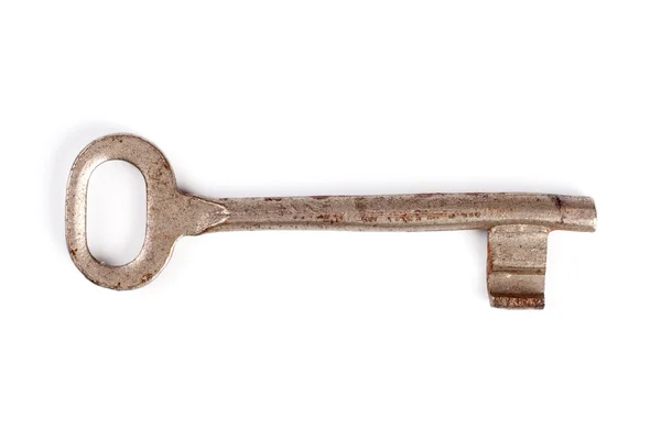Beyaz arkaplanda vintage anahtar — Stok fotoğraf
