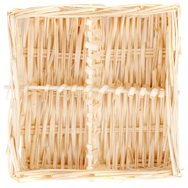 Decorative strawy basket isolated on white — Stock Photo, Image