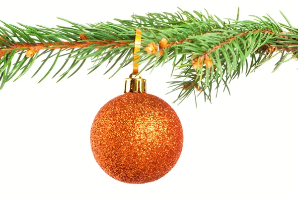 Bola de Navidad en una rama de pino —  Fotos de Stock