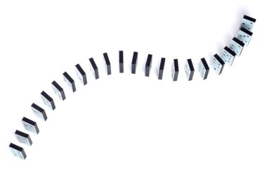 Domino pieces in a line on white background clipart