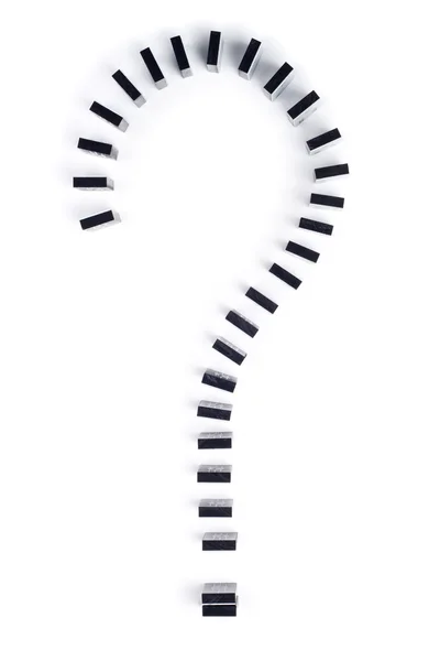 Znak Zapytania Domino Kawałki Białym Tle — Zdjęcie stockowe