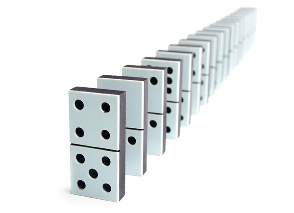 Domino darab egy sorban, fehér háttér — Stock Fotó