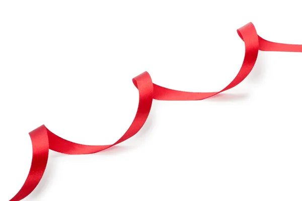 Red Christmas Ribbon White Background — Stock Photo, Image