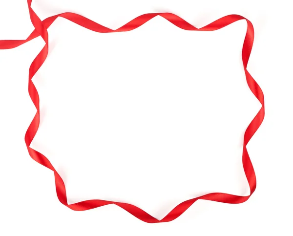 Frame made with a red ribbon isolated on white — Stock Photo, Image