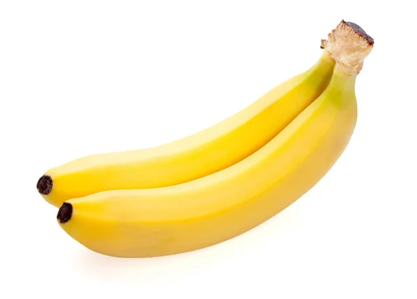 Two ripe banana on white background — Stok fotoğraf