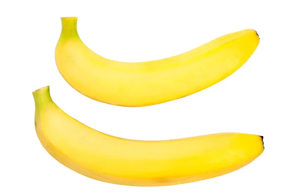 Két érett banán, fehér háttér — Stock Fotó