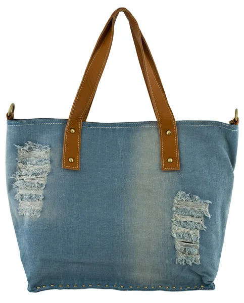 Blue jeans női táska-fehér háttér — Stock Fotó