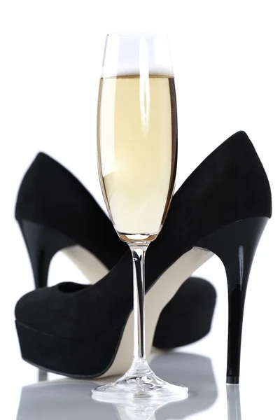 Sexy high heels and champange — Stock Photo, Image