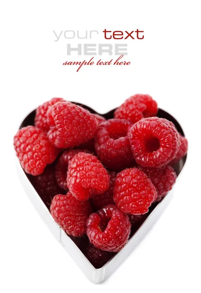Framboesas Frescas Forma Coração Que Representam Amor Dia Dos Namorados — Fotografia de Stock