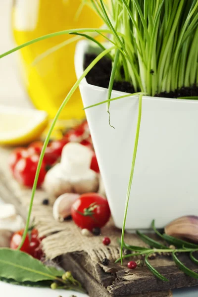 Fresh chives and ingredients — Stock Photo, Image