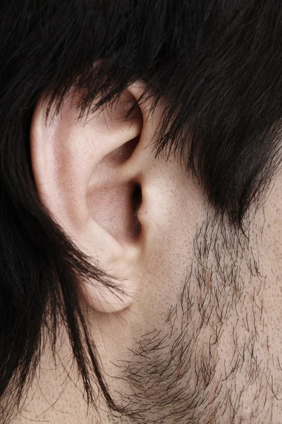 Männliches Ohr in Großaufnahme — Stockfoto