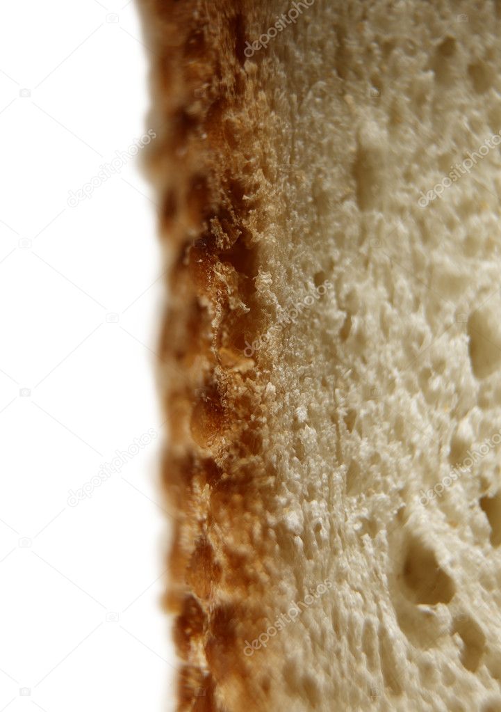 Pieces of sliced bread isolated on white background