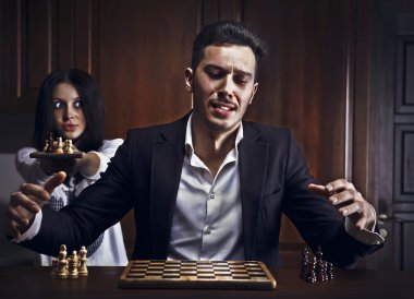 chessplayer. kavramsal fotoğraf.