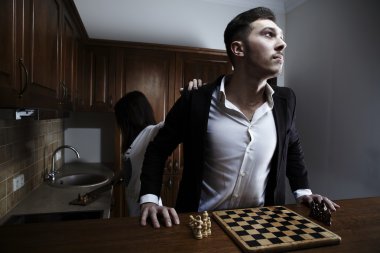chessplayer. kavramsal fotoğraf.