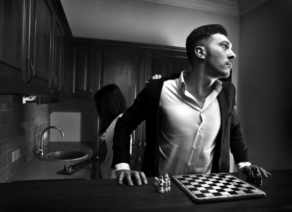 Chessplayer. conceptuele foto. — Stockfoto