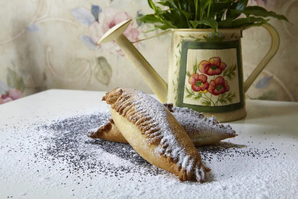 Pie strewed by powdered sugar — Stock Photo, Image