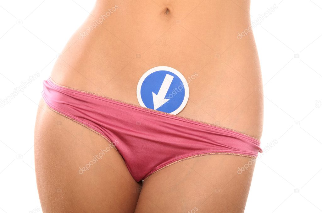 Arrow symbol on female shorts