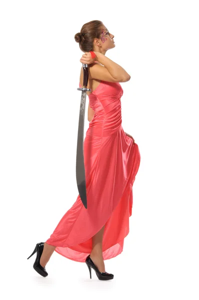Mulher bonita com espada — Fotografia de Stock