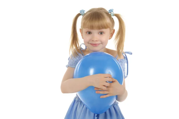 Маленька Дівчинка Кольоровими Кульками Ізольована Білому — стокове фото