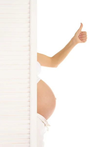 Bauch und Hand schwangere Frau — Stockfoto