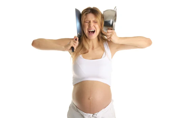 怀孕的女人不满意 — 图库照片