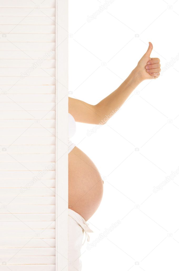 Stomach and hand pregnant woman