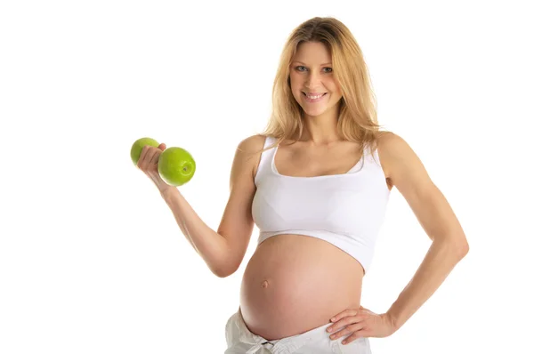 Έγκυος γυναίκα που εμπλέκονται στο γυμναστήριο — Φωτογραφία Αρχείου