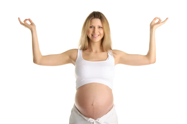 Zwangere vrouw beoefenen van yoga — Stockfoto