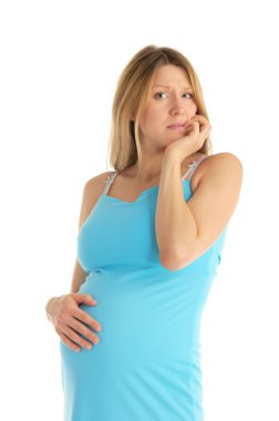 Pensive beautiful pregnant woman clipart