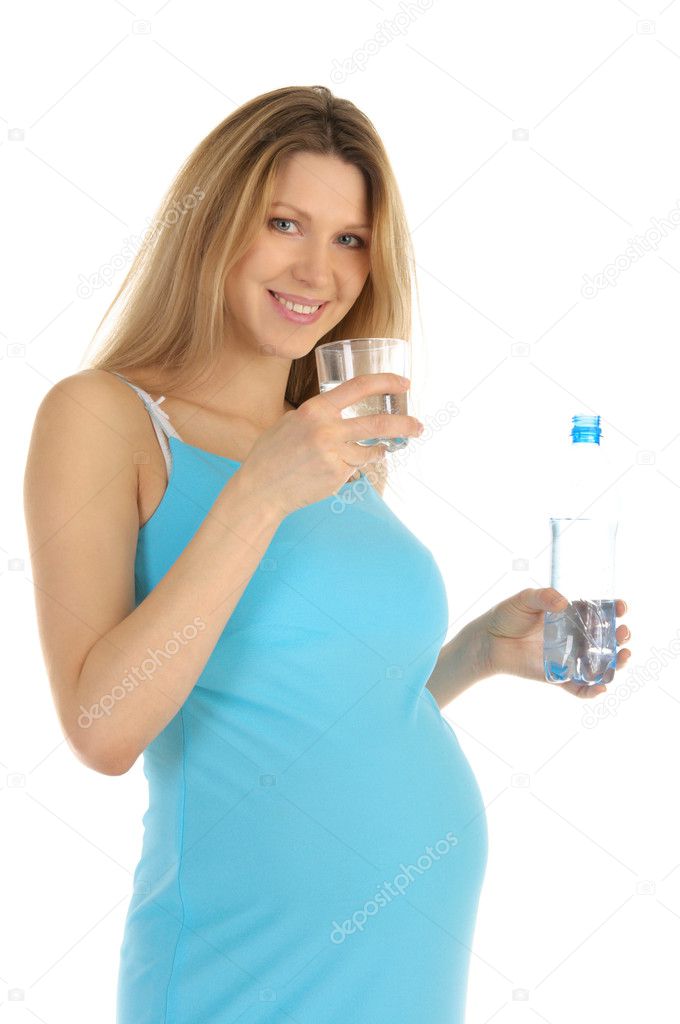 Pregnant woman drinks water