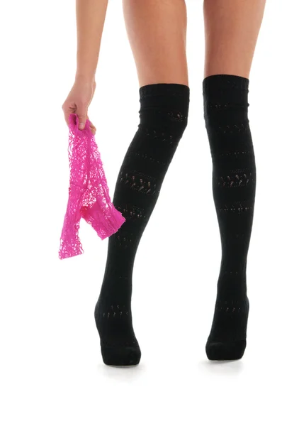 Pernas femininas bonitas com calcinha — Fotografia de Stock