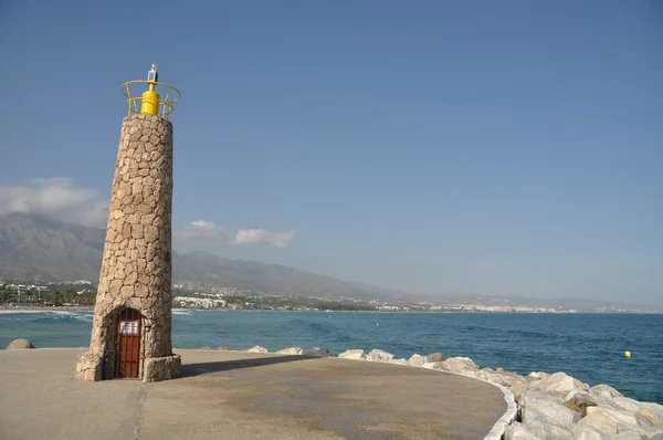 Słynnej Latarni Morskiej Puerto Banus Marbella Hiszpania — Zdjęcie stockowe