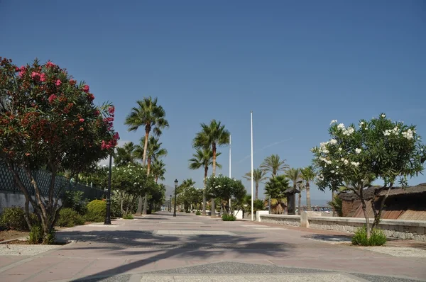 Schöner Bürgersteig Puerto Banus Strand Spanien — Stockfoto