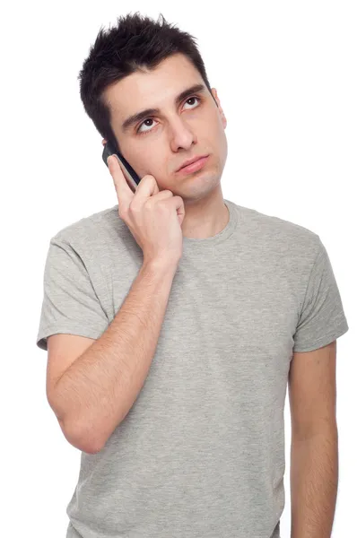 Homem preocupado ao telefone — Fotografia de Stock