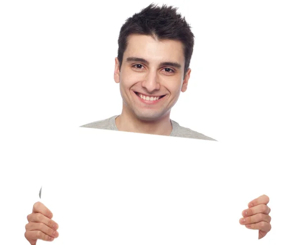 Lässiger Mann mit einem Banner — Stockfoto