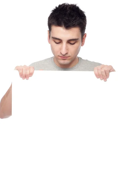 Příležitostné muže s transparentem — Stock fotografie