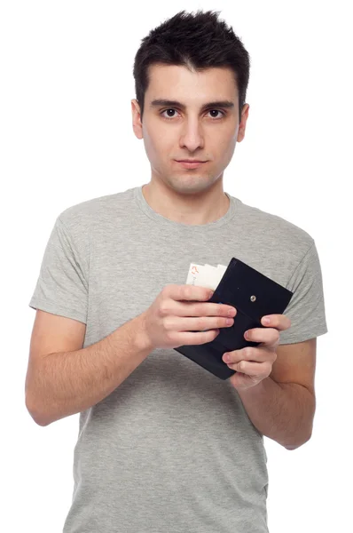 Man showing his wallet — Stock Photo, Image