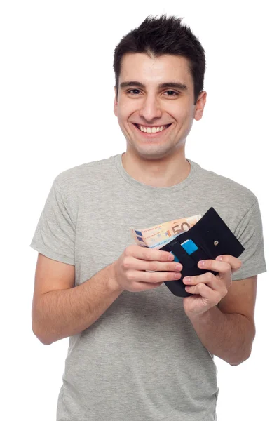 Man visar sin plånbok — Stockfoto